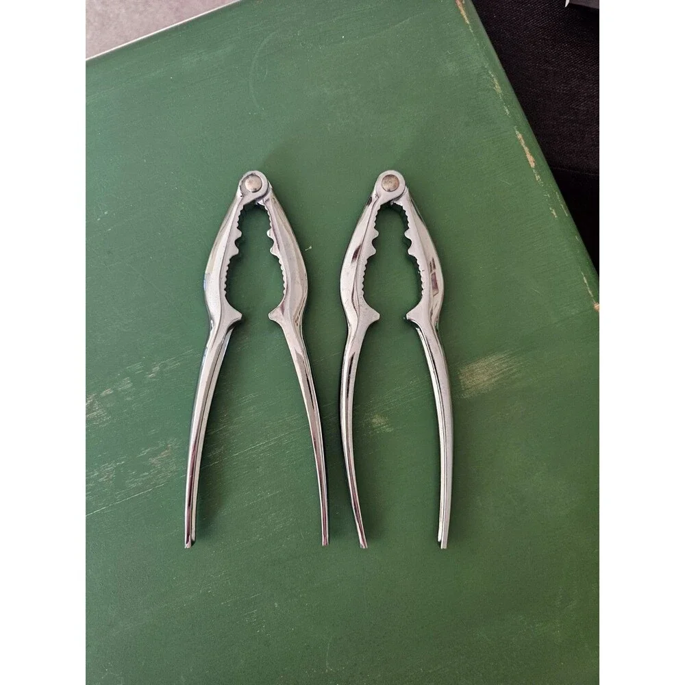 2 Metal Seafood Or Nut Crackers Silver Colored
